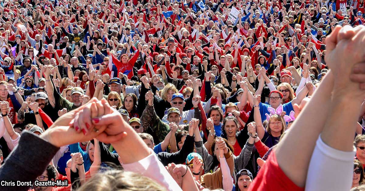 Striking West Virginia educators held a massive rally in Charleston on Feb. 26, 2018
